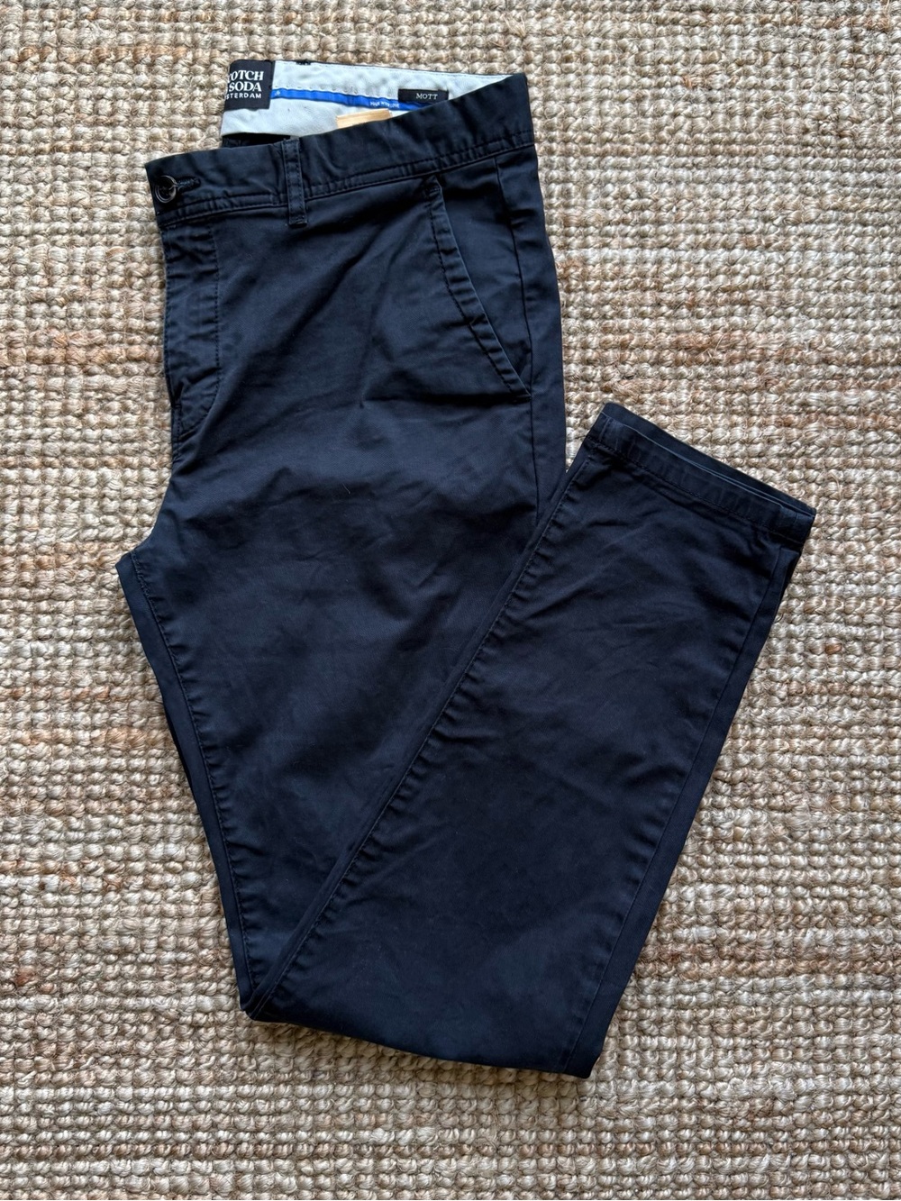 Scotch & Soda Men's Navy Blue Mott Chino Pants